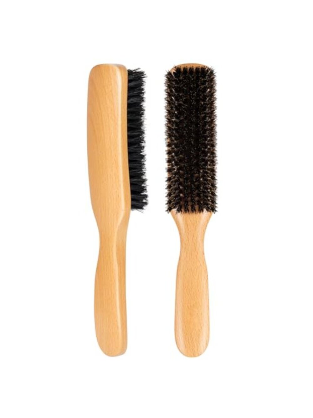 Boar Bristle Slick Back Hair Brush Beech Wood Handle Smoothing Styling